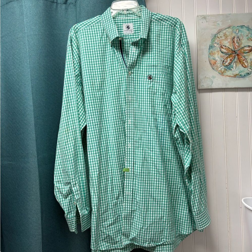 Southern Proper Green & White Long Sleeve Button Down Shirt Size XXL